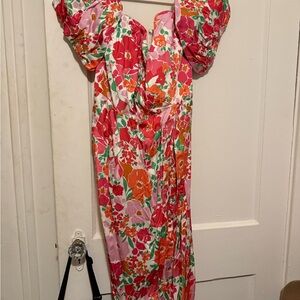 Astr Long Sleeve Floral Dress in Pink and Orange